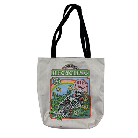 Unbranded Handbags - Skeleton “Learn About Recycling” RIP Grave Spooky Tote Bag Whimsygoth Funny